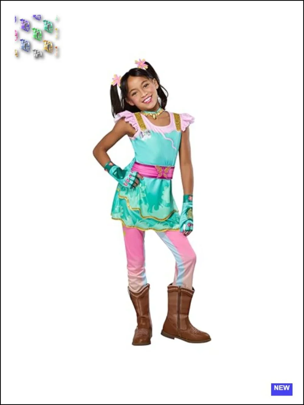 Kids Unicorn Academy Costume Dress Belt Leggings Gloves Necklace Hair Clips